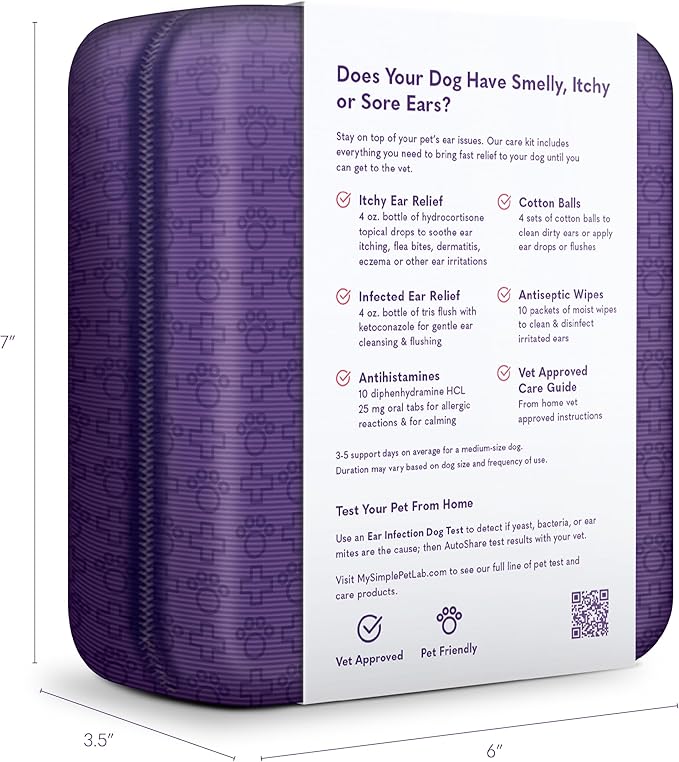 MySimplePetLab Ear Care Dog Kit | Dog Ear Cleaning Kit | Dog Ear Cleaner Solution with Dog Ear Infection Relief for Smelly, Itchy, or Sore Ears