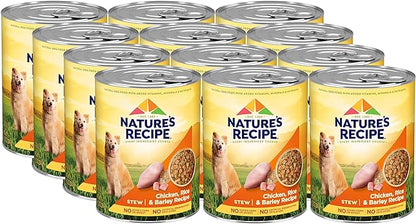Nature’s Recipe Stew Chicken, Rice & Barley Recipe Wet Dog Food, 13.2 oz. Can, 12 Count