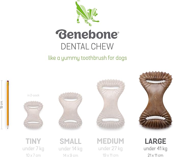 Benebone Dental Durable Dog Chew Toy for Aggressive Chewers, Real Chicken, Made in USA, Large