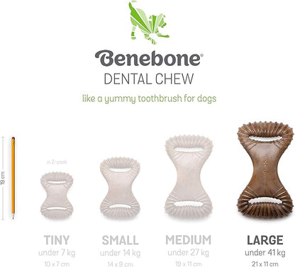 Benebone Dental Durable Dog Chew Toy for Aggressive Chewers, Real Chicken, Made in USA, Large