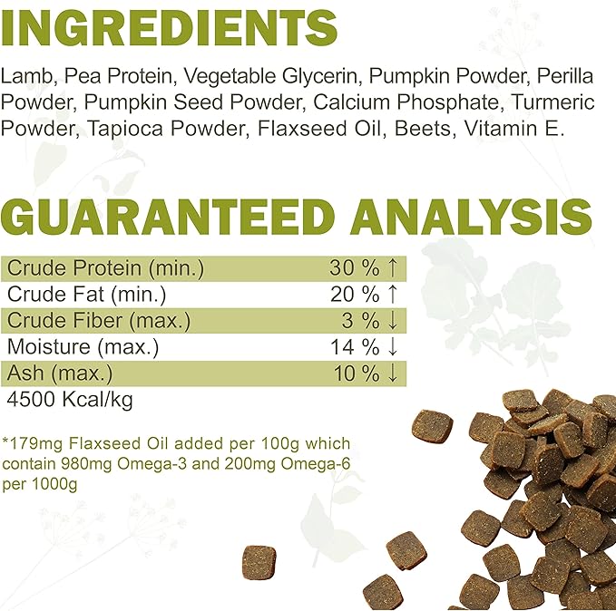 Herz Air-Dried Dog Food – Australian Lamb Recipe, Single Pure-Meat, Grain Free, All Natural, High Protein, Limited Ingredients 3.5 oz Trial Bag