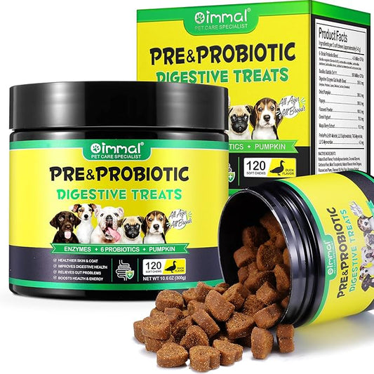 Probiotics for Dogs, Digestive Probiotic Chews for Dogs, Dog Probiotics and Digestive Enzymes, Support Gut Health, Improve Digestion, Immunity, Reduce Diarrhea, Gas - 120 Dog Supplement Chews