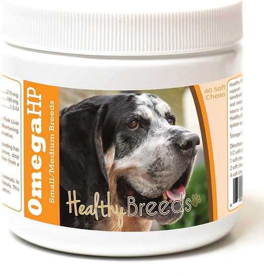 Healthy Breeds Bluetick Coonhound Omega HP Fatty Acid Skin and Coat Support Soft Chews 60 Count