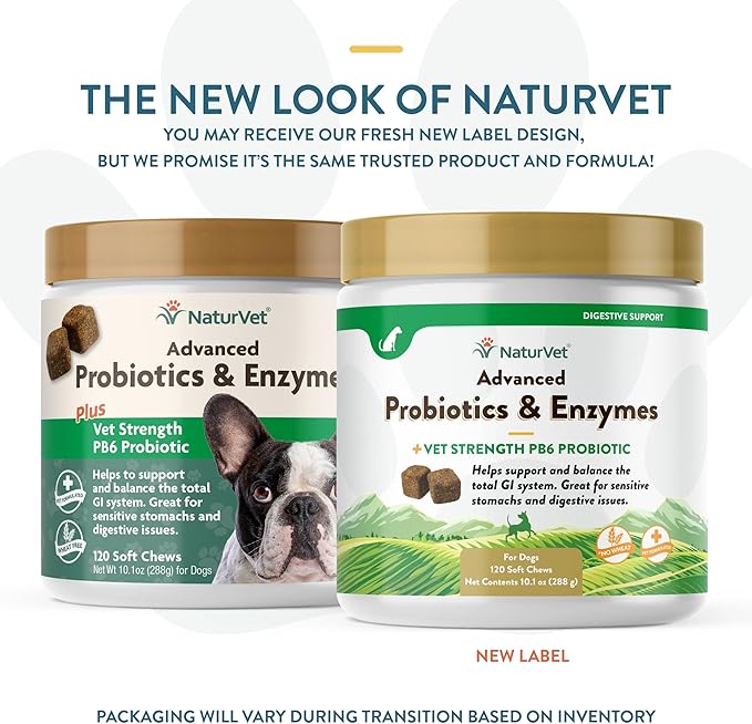 Veterinarian Strength Advanced Probiotics, Healthy Enzymes and PB6 Probiotic Supplement For Your Dogs Stomach, Intestine, Digestion and GI Tract health, Made by NaturVet, 120 Soft Chews