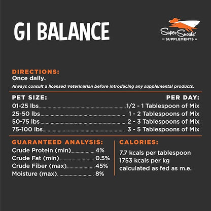 Super Snouts GI Balance Digestive Supplement for Dogs & Cats, 3.1 oz Pumpkin Powder for Dogs & Prebiotic Gut Health, Immune Support