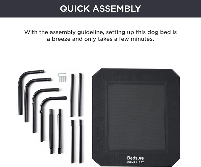 Bedsure XL Elevated Outdoor Dog Bed - Raised Dog Cots Beds for Extra Large Dogs, Portable Indoor & Outdoor Pet Hammock Bed with Skid-Resistant Feet, Frame with Breathable Mesh