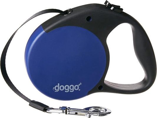 doggo Everyday Retractable Dog Leash, 16' Long Belt, Large for Dogs Up to 110 lbs, Blue with Black Soft Grip Handle