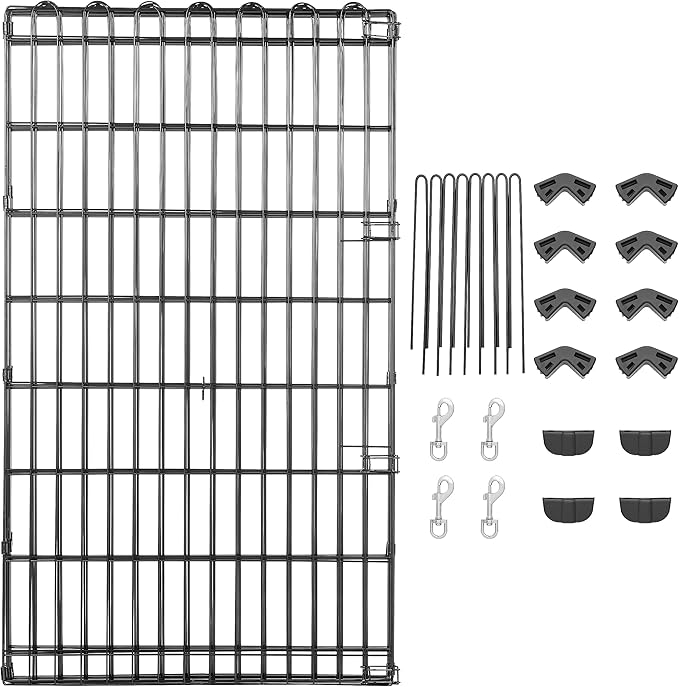 Amazon Basics Foldable Octagonal Metal Exercise Pet Play Pen for Dogs, Fence Pen, No Door, Large, 60 x 60 x 42 Inches, Black