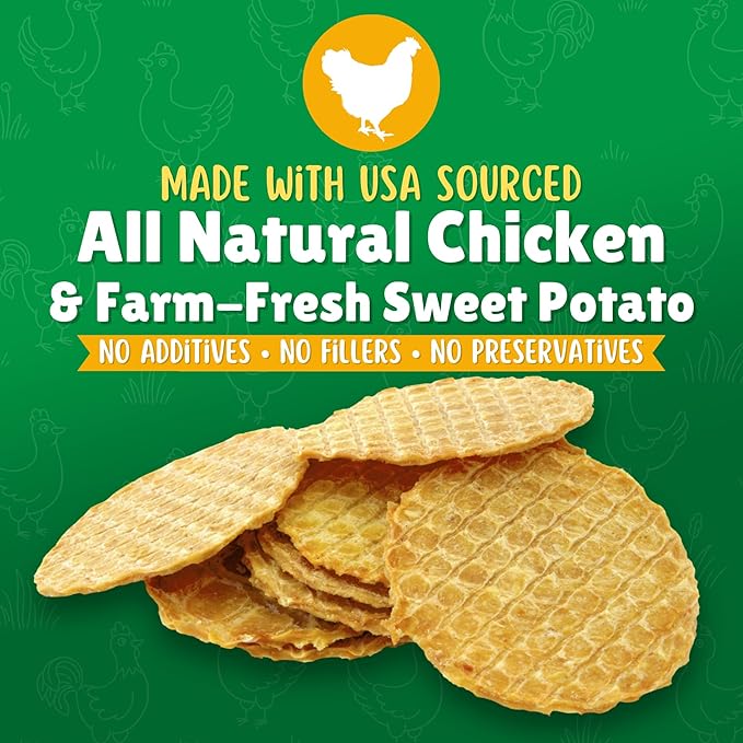 Lucky Premium Treats Chicken & Sweet Potato Lucky Chips for Dogs – Healthy Chicken Dog Treats Made in USA – 2 Ingredient Chicken Jerky Dog Treats – 6 oz Jar