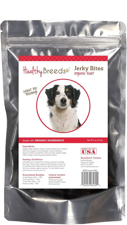 Healthy Breeds Miniature American Shepherd Jerky Bites Beef Recipe Dog Treats 5 oz