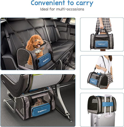 BurgeonNest Cat Carrier for Large Cats 20 lbs,Medium Cats Under 25 lbs,2 Cats and Small Dogs with Unique Side Bag,Top Load Pet Carrier Soft-Sided Escape Proof with 4 Ventilated Windows