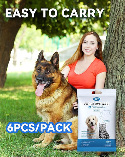 Cleaning Wipes Gloves for Dog and Cat,Pet Bathing Wipes Cleaning & Deodorizing,Dog Wipes for Body Paws Butt Daily Care,Cat Grooming Wipes Cleaning Fur Traveling Rinse Free,12PCS/2PACK