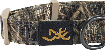 Browning Classic Preformance Webbing Pet Collar, Fully Adjustable, Available in Solid Colors and Camo Patterns, Realtree MAX-7, Medium