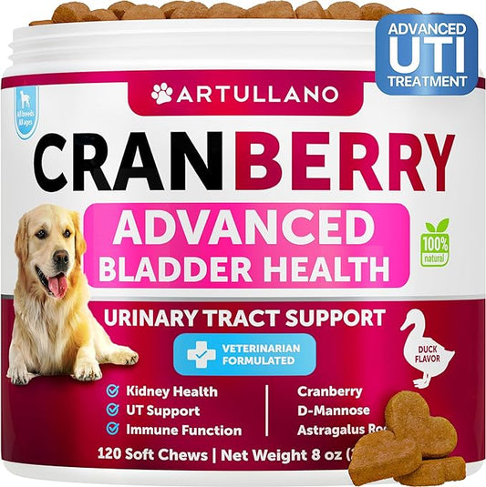 Dog UTI Treatment - Cranberry Supplement for Dogs - Bladder Control for Dogs - Dog Urinary Tract Infection Treatment - UTI Medicine for Dogs - Dog Cranberry Supplement - Kidney Support - 120 Chews