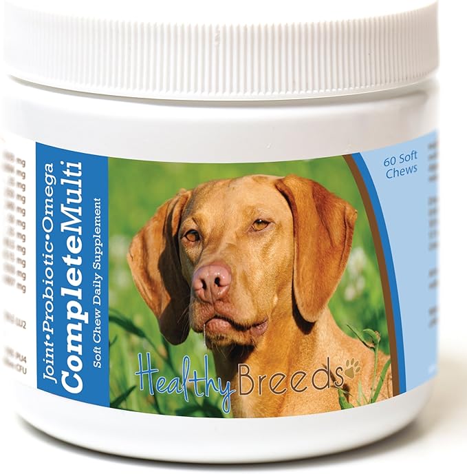 Healthy Breeds Vizsla All in One Multivitamin - Complete with Probiotics, Glucosamine, Chondroitin & Omegas - 60 Soft Chewy Treats