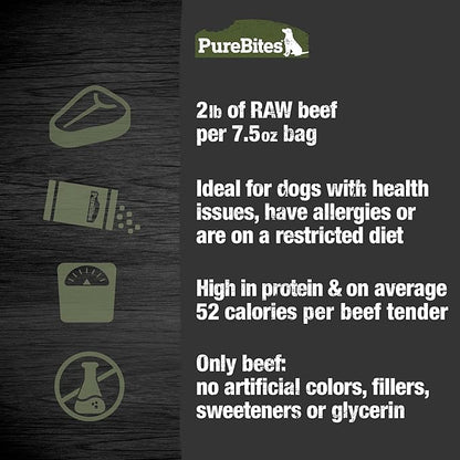 PureBites Beef Jerky Dog Treats, 1 Ingredient, Made in Canada, 7.5oz