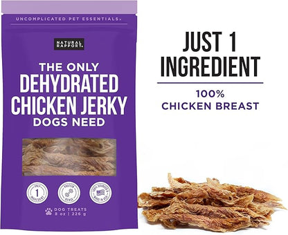 Natural Rapport Chicken Jerky Dog Treats - The Only Chicken Tender Jerky Dogs Need - All Natural Dog Treats for Small and Large Dogs (8 oz)