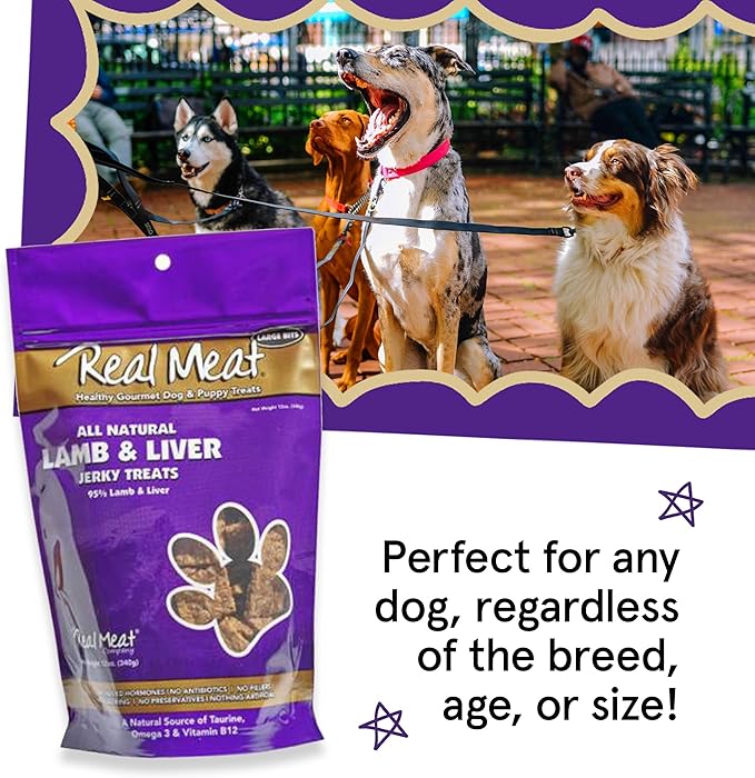 Real Meat Dog Treats - Two 12oz Bag of Bite-Sized Air-Dried Lamb & Liver Jerky for Dogs - Grain-Free Jerky Dog Treats Made up of 95% Human-Grade, Free-Range, Grass Fed Lamb - All-Natural Dog Treats