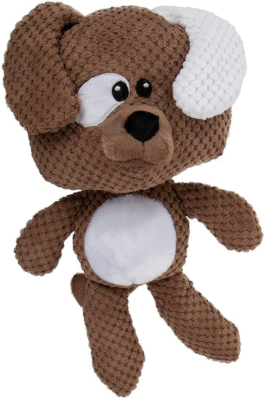 goDog Checkers Dog Squeaky Plush Dog Toy, Chew Guard Technology - Brown, Large