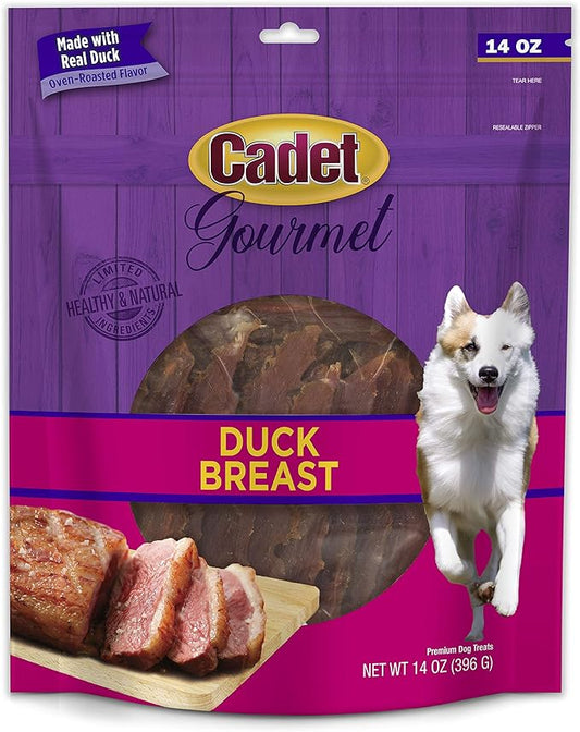 Cadet Gourmet Duck Breast Dog Treats - Healthy & Natural Dog Training Treats for Small & Large Dogs - Inspected & Tested in USA (14 oz.)