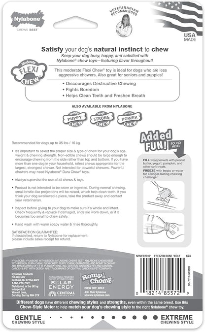 Nylabone Flexi Chew Chill & Chew Toy for Dogs with Treat Pockets Medley Flavor, Medium/Wolf - Up to 35 lbs. (1 Count)