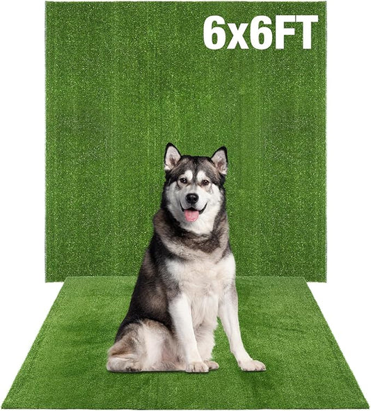 Extra Large Dog Grass Rug, 6FTx6FT Outdoor Fake Turf Pee Pad for Dogs Potty Training, Playpen Whelping Grass Floor Mat