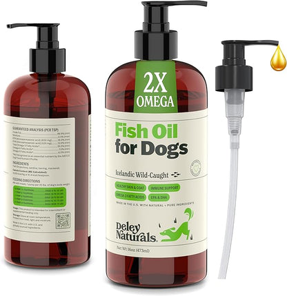 Wild Caught Fish Oil for Dogs - 16oz - Omega 3-6-9, GMO Free - Reduces Shedding, Supports Skin, Coat, Joints, Heart, Brain, Immune System - Highest EPA & DHA Potency - Only Ingredient is Fish