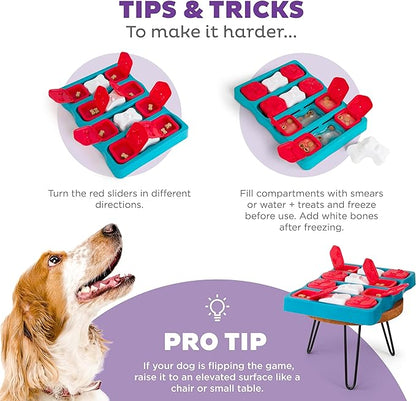 Outward Hound Nina Ottosson Dog Brick Dog Puzzle Interactive Treat Puzzle Dog Enrichment Dog Toy, Level 2 Intermediate, Blue