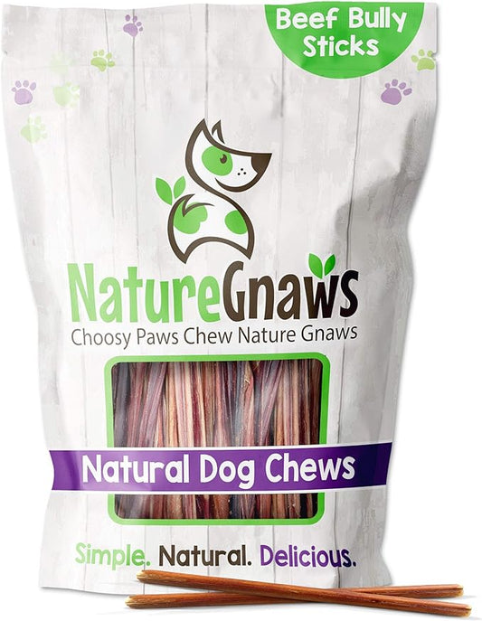 Nature Gnaws Super Skinny Bully Sticks for Small Dogs - Premium Natural Beef Dental Bones - Tasty Thin Dog Chew Treats for Toy Breeds & Puppies - Rawhide Free 40 Count (Pack of 1)