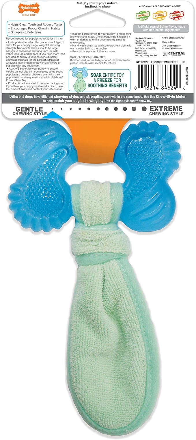 Nylabone Freezer Puppy Chew Toy - Puppy Chew Toy for Teething - Puppy Supplies - Peanut Butter Flavor, Small (1 Count)