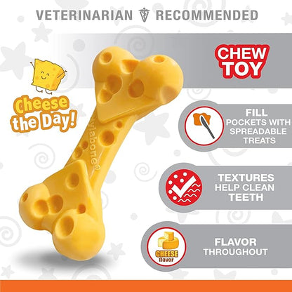 Nylabone Power Chew Cheese Dog Chew Toy - Fun & Cute Dog Toys for Aggressive Chewers - Durable Dog Toys - Medium/Wolf (1 Count)