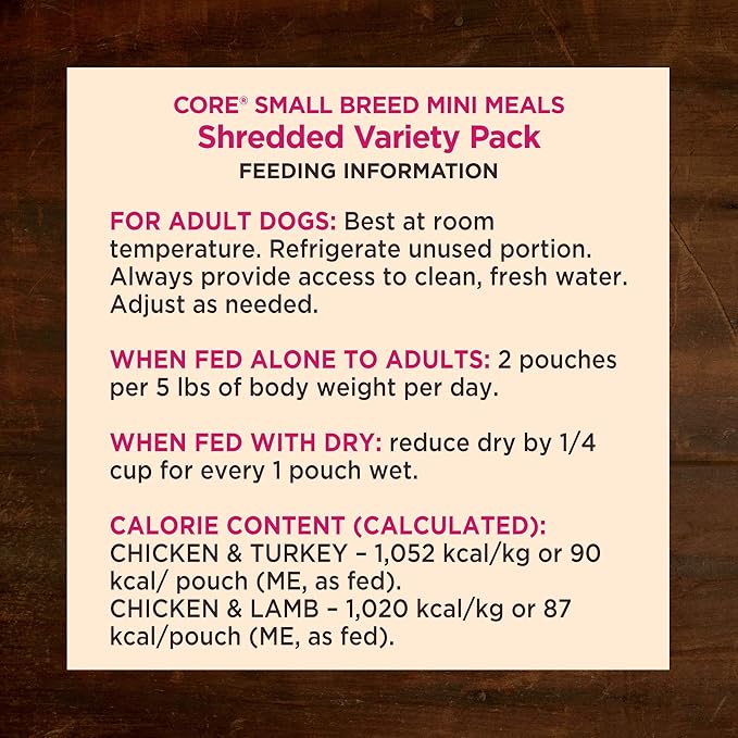 Wellness CORE Natural Grain Free Mini Meals Shredded Variety Pack, 3-Ounce (Pack of 12)