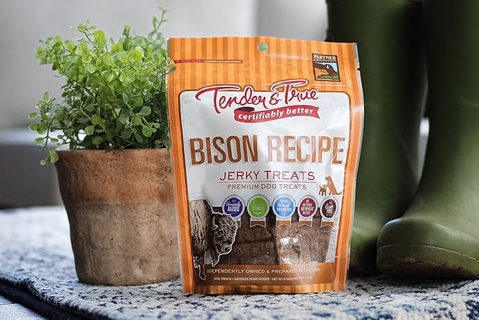 Tender & True Bison Jerky Treat, 4 oz Bag