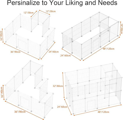 HOMIDEC Pet Playpen,Small Animals Cage DIY Wire Yard Fence with Door for Indoor/Outdoor Use,Portable for Puppies,Kitties,Bunny,Turtle 48" x 24" x 16"