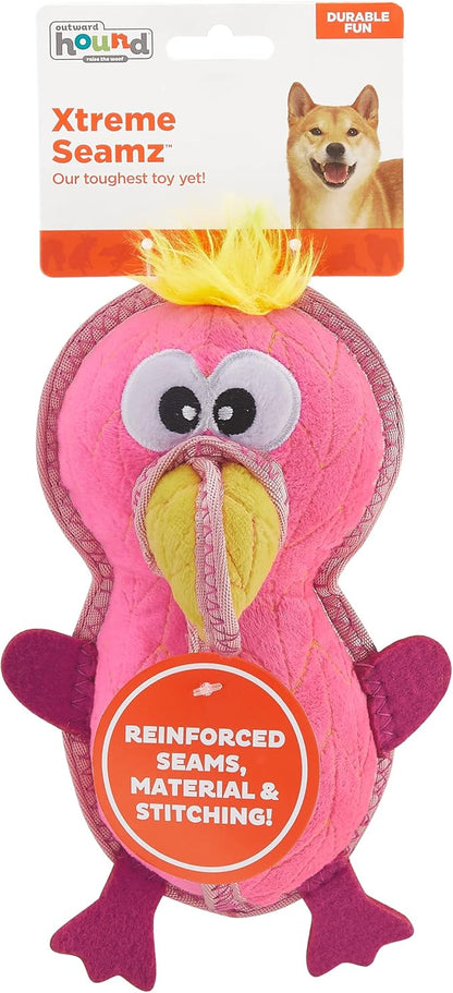 Outward Hound Xtreme Seamz Flamingo Squeaky Durable Dog Toy