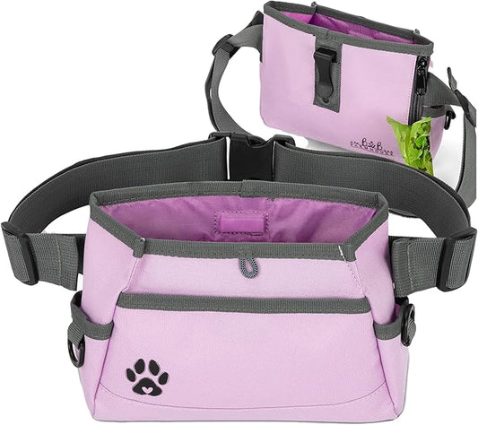 Dog Treat Pouches for Pet Training - Custom Design - Dog Treat Bag for Dog Training & Behavior Aids - Fanny Pack for Dog Walking Bag - Puppy Training Treat Pouch & Snacks Bag Pouch (Light Purple)