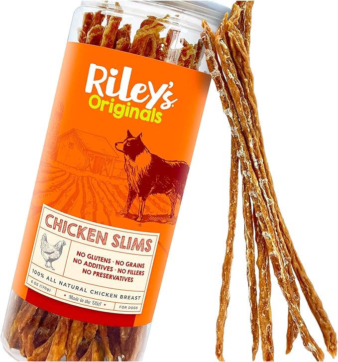 Riley's Chicken Strips for Dogs - USA Sourced Single Ingredient Dog Treat -Dehydrated Real Meat Dog Treats Natural Chicken Sticks Dog Jerky Treats - 6 oz