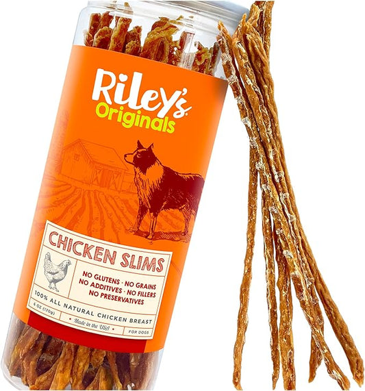 Riley's Chicken Strips for Dogs - USA Sourced Single Ingredient Dog Treat -Dehydrated Real Meat Dog Treats Natural Chicken Sticks Dog Jerky Treats - 6 oz