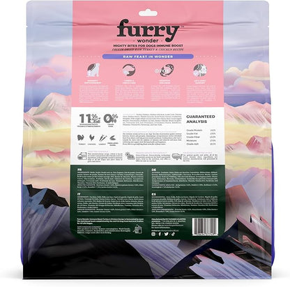 Freeze Dried Raw Dog Food Turkey and Chicken Recipe 8 Ounce, USA Made Grain Free High Protein Dog Food for Complete Meal or Food Topper, Freeze Dried Raw Diet for Immune Boost