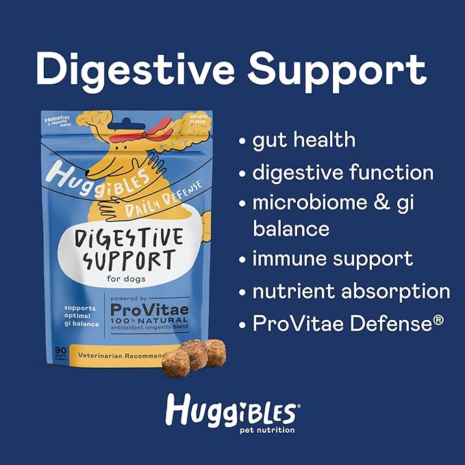 Digestive Support with Probiotic Supplement Chews for Dogs – Probiotics & Prebiotics for Daily Gut Health – Support Digestion & Tummy Troubles – Antioxidants for Longevity & Wellness