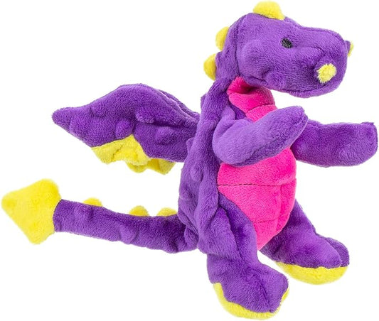 goDog Bubble Plush Dragons Squeaky Dog Toy, Chew Guard Technology - Purple, Small