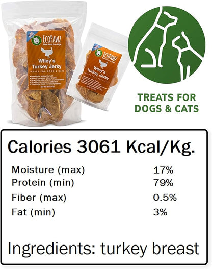 Wiley's Turkey Jerky Pet Treats | Grain Free Dog Jerky Treats Made in USA | All Natural Pet Treats for Dogs | Turkey Dog Treats (Turkey, 16 oz. bag)