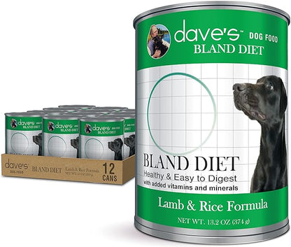 Dave's Pet Food Bland Diet Dog Food (Lamb & Rice), Restricted Canned Wet Dog Food for Sensitive Stomachs, Lamb Dog Food, Dave's Dog Food, 13.2 oz