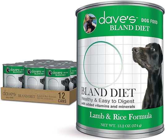 Dave's Pet Food Bland Diet Dog Food (Lamb & Rice), Restricted Canned Wet Dog Food for Sensitive Stomachs, Lamb Dog Food, Dave's Dog Food, 13.2 oz