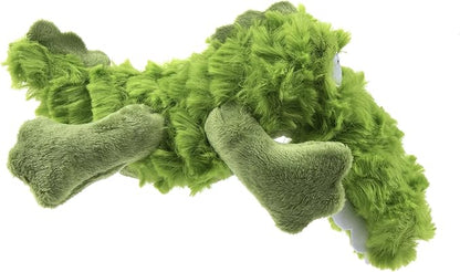 goDog PlayClean Gator Squeaky Plush Dog Toy with Odor-Eliminating Essential Oils, Chew Guard Technology - Green, Small