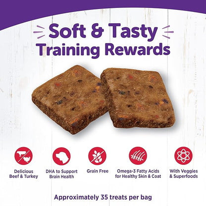 Wellness Rewarding Life Grain-Free Soft Dog Treats, Made in USA with Healthy Ingredients, Ideal for Training (Beef & Turkey Recipe, 6-Ounce Bag)