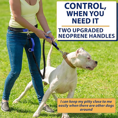 Hands Free Dog Leash for 2 dogs - 2 Convenient Pouches on This Nifty Hands Free Leash - Padded Handles and 2 Tough Bungees - Perfect waist leash for dog walking, running or adventuring