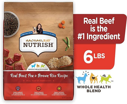 Rachael Ray Nutrish Premium Natural Dry Dog Food with Added Vitamins, Minerals & Taurine, Real Beef, Pea, & Brown Rice Recipe, 6 Pounds (Packaging May Vary)