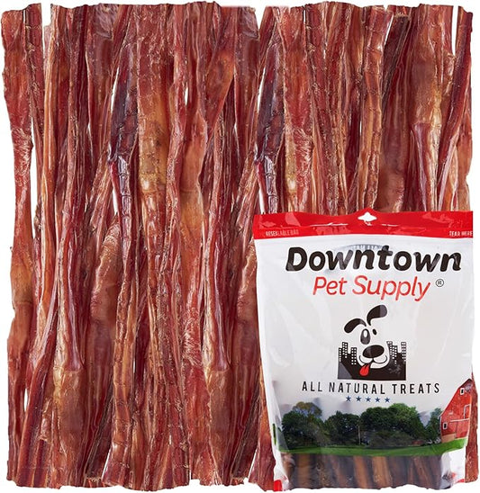 Downtown Pet Supply USA Sourced Thin Junior Bully Sticks (12" - 1 LB) - Bully Sticks for Small Dogs and Puppies- Single Ingredient Long Lasting Dog Dental Treats