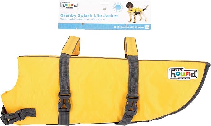 Outward Hound Granby Splash Yellow Dog Life Jacket, XL